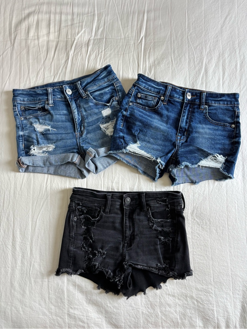 BUNDLE 3 American Eagle Stretch High Waist Denim Shorts US 4 - Picture 3 of 9